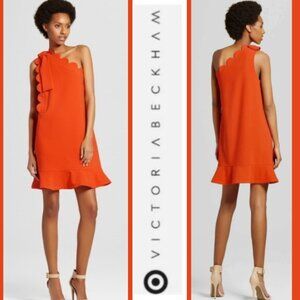 NWT Victoria Beckham for Target One Shoulder Orange Dress Plus Size Fashion
